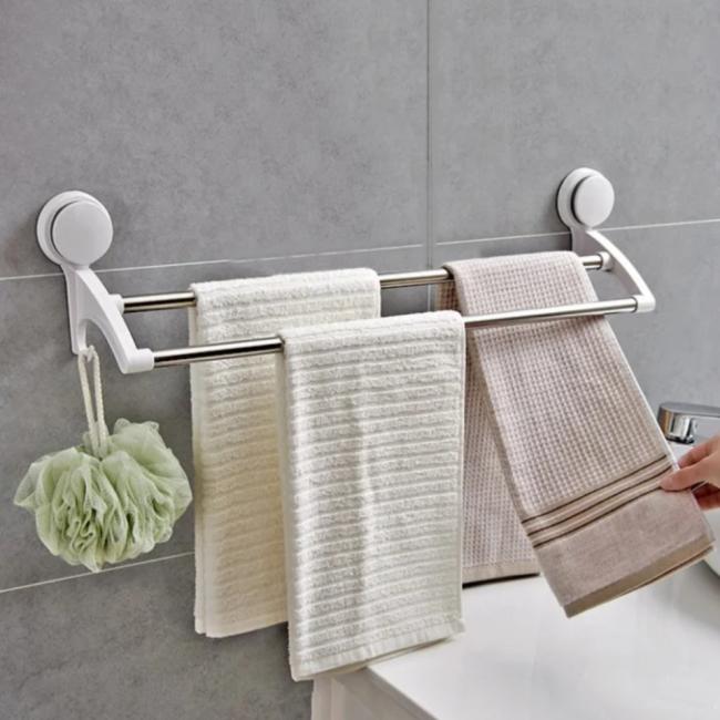 Traceless double towel rack